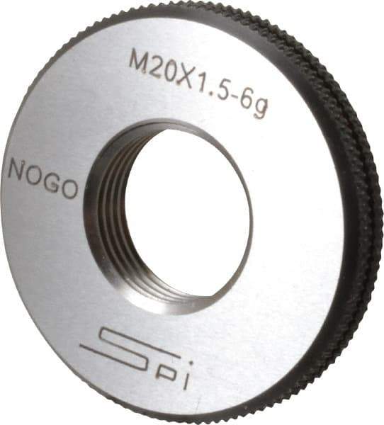 SPI - M20x1.5 No Go Single Ring Thread Gage - Class 6G, Oil Hardened Nonshrinking Steel (OHNS), NPL Traceability Certification Included - Apex Tool & Supply