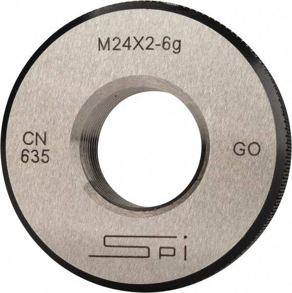 SPI - M24x2 Go Single Ring Thread Gage - Class 6G, Oil Hardened Nonshrinking Steel (OHNS), NPL Traceability Certification Included - Apex Tool & Supply