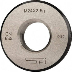 SPI - M24x2 Go Single Ring Thread Gage - Class 6G, Oil Hardened Nonshrinking Steel (OHNS), NPL Traceability Certification Included - Apex Tool & Supply
