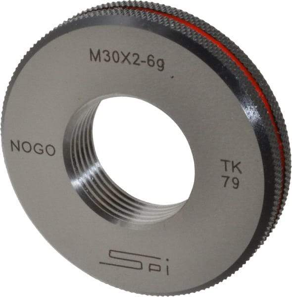 SPI - M30x2 No Go Single Ring Thread Gage - Class 6G, Oil Hardened Nonshrinking Steel (OHNS), NPL Traceability Certification Included - Apex Tool & Supply