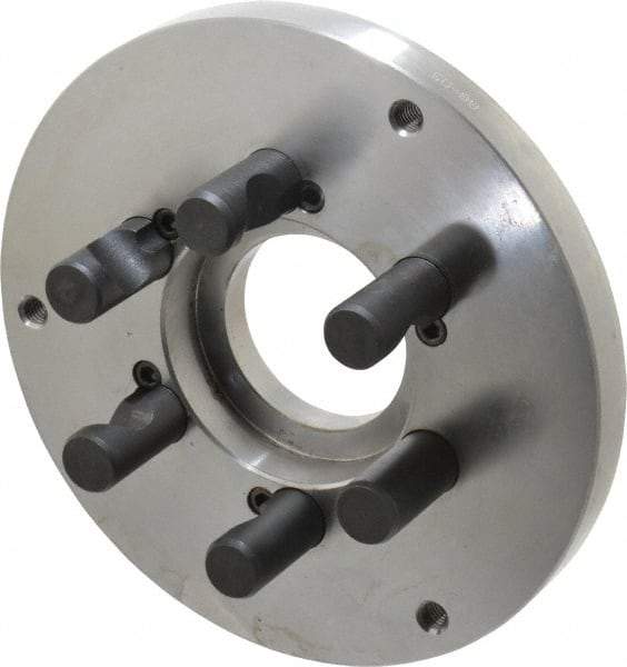 Buck Chuck Company - Adapter Back Plate for 8" Diam Self Centering Lathe Chucks - D1-5 Mount, 2.39" Through Hole Diam, 6.283mm ID, 7.87" OD, 0.794" Flange Height, Steel - Apex Tool & Supply