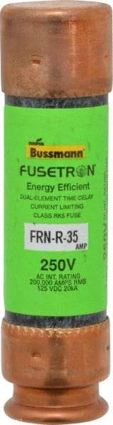 Cooper Bussmann - 125 VDC, 250 VAC, 35 Amp, Time Delay General Purpose Fuse - Fuse Holder Mount, 76.2mm OAL, 20 at DC, 200 (RMS) kA Rating, 13/16" Diam - Apex Tool & Supply