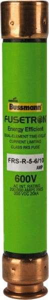 Cooper Bussmann - 300 VDC, 600 VAC, 5.6 Amp, Time Delay General Purpose Fuse - Fuse Holder Mount, 127mm OAL, 20 at DC, 200 (RMS) kA Rating, 13/16" Diam - Apex Tool & Supply