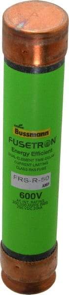 Cooper Bussmann - 250 VDC, 600 VAC, 50 Amp, Time Delay General Purpose Fuse - Fuse Holder Mount, 5-1/2" OAL, 20 at DC, 200 (RMS) kA Rating, 1-1/16" Diam - Apex Tool & Supply