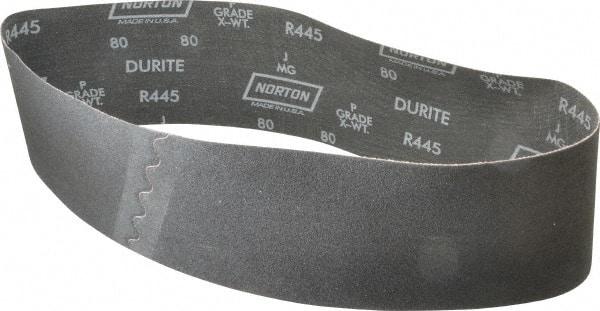 Norton - 4" Wide x 36" OAL, 80 Grit, Silicon Carbide Abrasive Belt - Silicon Carbide, Medium, Coated, Wet - Apex Tool & Supply