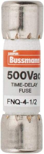 Cooper Bussmann - 500 VAC, 4.5 Amp, Time Delay General Purpose Fuse - Fuse Holder Mount, 1-1/2" OAL, 10 at AC kA Rating, 13/32" Diam - Apex Tool & Supply