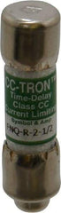 Cooper Bussmann - 300 VDC, 600 VAC, 2.5 Amp, Time Delay General Purpose Fuse - Fuse Holder Mount, 1-1/2" OAL, 200 at AC (RMS) kA Rating, 13/32" Diam - Apex Tool & Supply