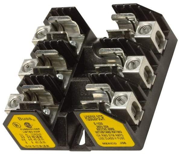 Cooper Bussmann - 1 Pole, 8 to 1/0 AWG, 250 VAC/VDC, 100 Amp, Screw Mount Fuse Block - 7.36 Inch Long x 1.81 Inch Wide x 2.06 Inch High Block - Apex Tool & Supply