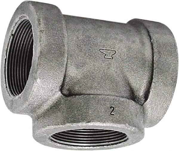 Made in USA - Size 1/2", Class 125, Cast Iron Black Pipe Tee - 175 psi, FPT End Connection - Apex Tool & Supply