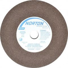 Norton - 60/80 Grit Aluminum Oxide Bench & Pedestal Grinding Wheel - 10" Diam x 1-1/4" Hole x 1" Thick, 2485 Max RPM, Medium Grade - Apex Tool & Supply