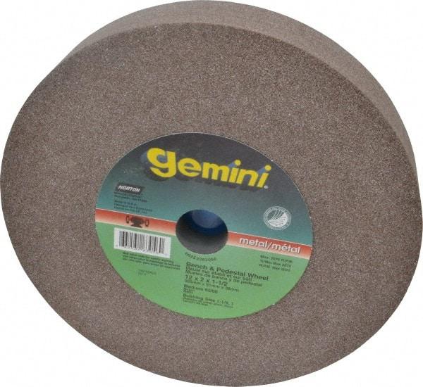 Norton - 60/80 Grit Aluminum Oxide Bench & Pedestal Grinding Wheel - 12" Diam x 1-1/2" Hole x 2" Thick, 2070 Max RPM, Medium Grade - Apex Tool & Supply