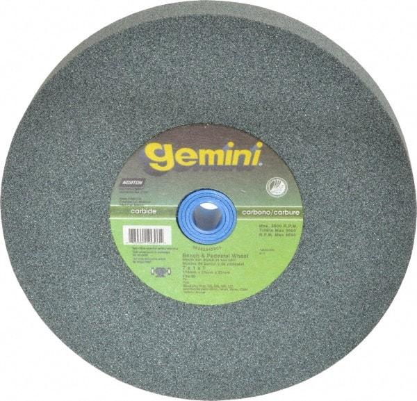 Norton - 80 Grit Silicon Carbide Bench & Pedestal Grinding Wheel - 7" Diam x 1" Hole x 1" Thick, 3600 Max RPM, Medium Grade - Apex Tool & Supply