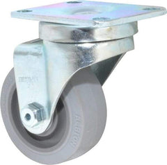 Albion - 3" Diam x 1-1/4" Wide x 4-1/4" OAH Top Plate Mount Swivel Caster - Rubber, 200 Lb Capacity, Delrin Bearing, 2-1/2 x 3-5/8" Plate - Apex Tool & Supply