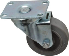 Albion - 3-1/2" Diam x 1-1/4" Wide x 4-1/4" OAH Top Plate Mount Swivel Caster - Rubber, 250 Lb Capacity, Ball Bearing, 2-1/2 x 3-5/8" Plate - Apex Tool & Supply