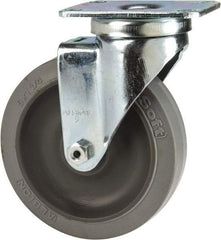 Albion - 5" Diam x 1-1/4" Wide x 6-3/16" OAH Top Plate Mount Swivel Caster - Rubber, 325 Lb Capacity, Delrin Bearing, 2-1/2 x 3-5/8" Plate - Apex Tool & Supply