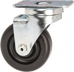 Albion - 3-1/2" Diam x 1-1/4" Wide x 4-11/16" OAH Top Plate Mount Swivel Caster - Polyolefin, 300 Lb Capacity, Delrin Bearing, 2-1/2 x 3-5/8" Plate - Apex Tool & Supply