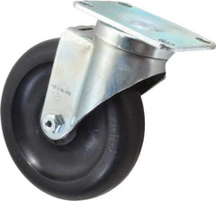 Albion - 5" Diam x 1-1/4" Wide x 6-3/16" OAH Top Plate Mount Swivel Caster - Polyolefin, 350 Lb Capacity, Delrin Bearing, 2-1/2 x 3-5/8" Plate - Apex Tool & Supply