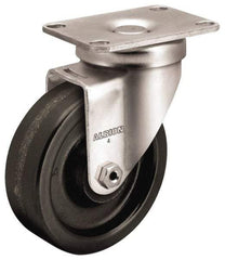 Albion - 4" Diam x 1-1/4" Wide x 5-1/8" OAH Top Plate Mount Swivel Caster - Phenolic, 350 Lb Capacity, Plain Bearing, 2-1/2 x 3-5/8" Plate - Apex Tool & Supply