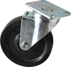 Albion - 5" Diam x 1-1/4" Wide x 6-3/16" OAH Top Plate Mount Swivel Caster - Phenolic, 350 Lb Capacity, Roller Bearing, 2-1/2 x 3-5/8" Plate - Apex Tool & Supply