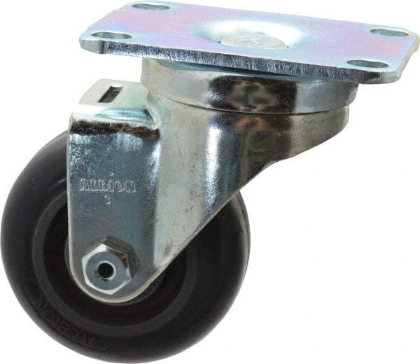 Albion - 4" Diam x 1-1/4" Wide x 5-1/8" OAH Swivel Caster - Polyurethane, 350 Lb Capacity, Ball Bearing, 2-1/2 x 3-5/8" Plate - Apex Tool & Supply
