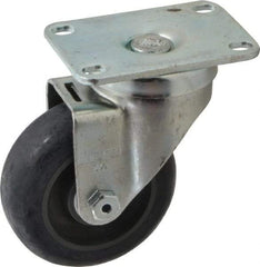 Albion - 3-1/2" Diam x 1-1/4" Wide x 4-11/16" OAH Top Plate Mount Swivel Caster - Polyurethane, 350 Lb Capacity, Delrin Bearing, 2-1/2 x 3-5/8" Plate - Apex Tool & Supply