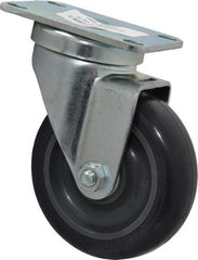 Albion - 4" Diam x 1-1/4" Wide x 5-1/8" OAH Top Plate Mount Swivel Caster - Polyurethane, 350 Lb Capacity, Delrin Bearing, 2-1/2 x 3-5/8" Plate - Apex Tool & Supply
