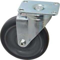 Albion - 5" Diam x 1-1/4" Wide x 6-3/16" OAH Top Plate Mount Swivel Caster - Polyurethane, 350 Lb Capacity, Ball Bearing, 2-1/2 x 3-5/8" Plate - Apex Tool & Supply