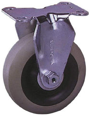 Albion - 4" Diam x 1-1/4" Wide x 5-1/8" OAH Top Plate Mount Rigid Caster - Rubber, 300 Lb Capacity, Ball Bearing, 2-1/2 x 3-5/8" Plate - Apex Tool & Supply