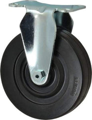 Albion - 5" Diam x 1-1/4" Wide x 6-3/16" OAH Top Plate Mount Rigid Caster - Hard Rubber, 350 Lb Capacity, Plain Bearing, 2-1/2 x 3-5/8" Plate - Apex Tool & Supply