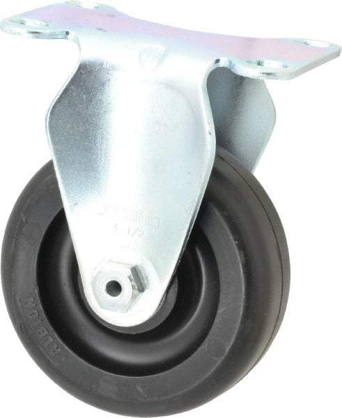 Albion - 3-1/2" Diam x 1-1/4" Wide x 4-11/16" OAH Top Plate Mount Rigid Caster - Polyolefin, 300 Lb Capacity, Delrin Bearing, 2-1/2 x 3-5/8" Plate - Apex Tool & Supply
