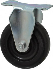Albion - 4" Diam x 1-1/4" Wide x 5-1/8" OAH Top Plate Mount Rigid Caster - Polyolefin, 300 Lb Capacity, Delrin Bearing, 2-1/2 x 3-5/8" Plate - Apex Tool & Supply