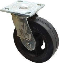 Albion - 6" Diam x 2" Wide x 7-1/4" OAH Top Plate Mount Swivel Caster - Rubber, 410 Lb Capacity, Roller Bearing, 4 x 4-1/2" Plate - Apex Tool & Supply