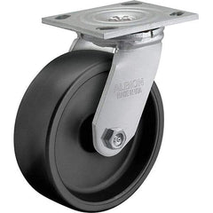 Albion - 8" Diam x 2" Wide x 9-1/2" OAH Top Plate Mount Swivel Caster - Polypropylene, 850 Lb Capacity, Roller Bearing, 4 x 4-1/2" Plate - Apex Tool & Supply
