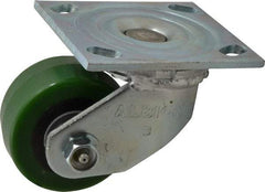 Albion - 3-1/4" Diam x 1-5/8" Wide x 4-1/4" OAH Top Plate Mount Swivel Caster - Polyurethane, 420 Lb Capacity, Roller Bearing, 4 x 4-1/2" Plate - Apex Tool & Supply