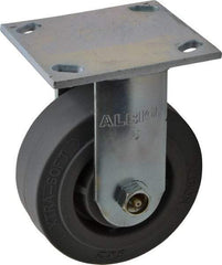 Albion - 5" Diam x 2" Wide x 6-1/2" OAH Top Plate Mount Rigid Caster - Soft Rubber, 350 Lb Capacity, Roller Bearing, 4 x 4-1/2" Plate - Apex Tool & Supply
