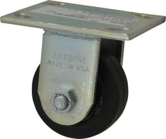 Albion - 3-1/4" Diam x 2" Wide x 4-1/4" OAH Top Plate Mount Rigid Caster - Rubber, 140 Lb Capacity, Roller Bearing, 4 x 4-1/2" Plate - Apex Tool & Supply