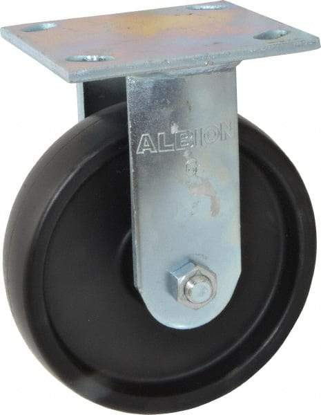 Albion - 6" Diam x 1-1/2" Wide x 7-1/4" OAH Top Plate Mount Rigid Caster - Polypropylene, 550 Lb Capacity, Roller Bearing, 4 x 4-1/2" Plate - Apex Tool & Supply