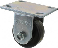 Albion - 3-1/4" Diam x 1-1/2" Wide x 4-1/4" OAH Top Plate Mount Rigid Caster - Phenolic, 600 Lb Capacity, Roller Bearing, 4 x 4-1/2" Plate - Apex Tool & Supply