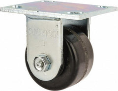 Albion - 3-1/4" Diam x 2" Wide x 4-1/4" OAH Top Plate Mount Rigid Caster - Phenolic, 700 Lb Capacity, Roller Bearing, 4 x 4-1/2" Plate - Apex Tool & Supply