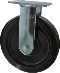 Albion - 8" Diam x 2" Wide x 9-1/2" OAH Top Plate Mount Rigid Caster - Phenolic, 1,250 Lb Capacity, Roller Bearing, 4 x 4-1/2" Plate - Apex Tool & Supply