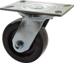 Albion - 5" Diam x 2" Wide x 6-1/2" OAH Top Plate Mount Swivel Caster - Phenolic, 1,000 Lb Capacity, Roller Bearing, 4-1/2 x 6-1/4" Plate - Apex Tool & Supply