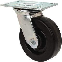 Albion - 6" Diam x 2" Wide x 7-1/2" OAH Top Plate Mount Swivel Caster - Phenolic, 1,200 Lb Capacity, Roller Bearing, 4-1/2 x 6-1/4" Plate - Apex Tool & Supply