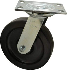 Albion - 8" Diam x 2" Wide x 10-1/8" OAH Top Plate Mount Swivel Caster - Phenolic, 1,400 Lb Capacity, Roller Bearing, 4-1/2 x 6-1/4" Plate - Apex Tool & Supply