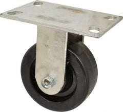 Albion - 5" Diam x 2" Wide x 6-1/2" OAH Top Plate Mount Rigid Caster - Phenolic, 1,400 Lb Capacity, Roller Bearing, 4-1/2 x 6-1/4" Plate - Apex Tool & Supply
