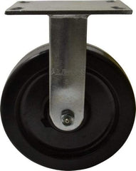 Albion - 8" Diam x 2" Wide x 10-1/8" OAH Top Plate Mount Rigid Caster - Phenolic, 1,400 Lb Capacity, Roller Bearing, 4-1/2 x 6-1/4" Plate - Apex Tool & Supply