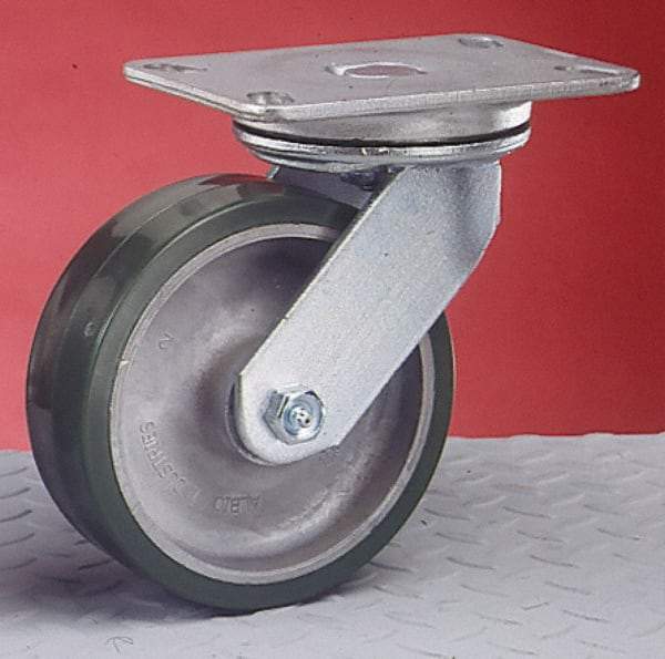 Albion - 4" Diam x 2" Wide x 5-5/8" OAH Top Plate Mount Swivel Caster - Phenolic, 800 Lb Capacity, Roller Bearing, 4-1/2 x 6-1/4" Plate - Apex Tool & Supply