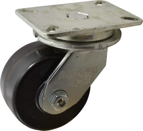 Albion - 6" Diam x 3" Wide x 8" OAH Top Plate Mount Swivel Caster - Phenolic, 2,000 Lb Capacity, Roller Bearing, 5-1/4 x 7-1/4" Plate - Apex Tool & Supply