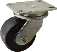 Albion - 6" Diam x 3" Wide x 8" OAH Top Plate Mount Swivel Caster - Phenolic, 2,000 Lb Capacity, Roller Bearing, 5-1/4 x 7-1/4" Plate - Apex Tool & Supply