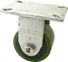 Albion - 5" Diam x 3" Wide x 7" OAH Top Plate Mount Rigid Caster - Polyurethane, 1,530 Lb Capacity, Roller Bearing, 5 x 7-1/4" Plate - Apex Tool & Supply