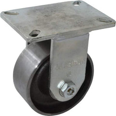 Albion - 6" Diam x 2-1/2" Wide x 8" OAH Top Plate Mount Rigid Caster - Forged Steel, 3,500 Lb Capacity, Roller Bearing, 5 x 7-1/4" Plate - Apex Tool & Supply